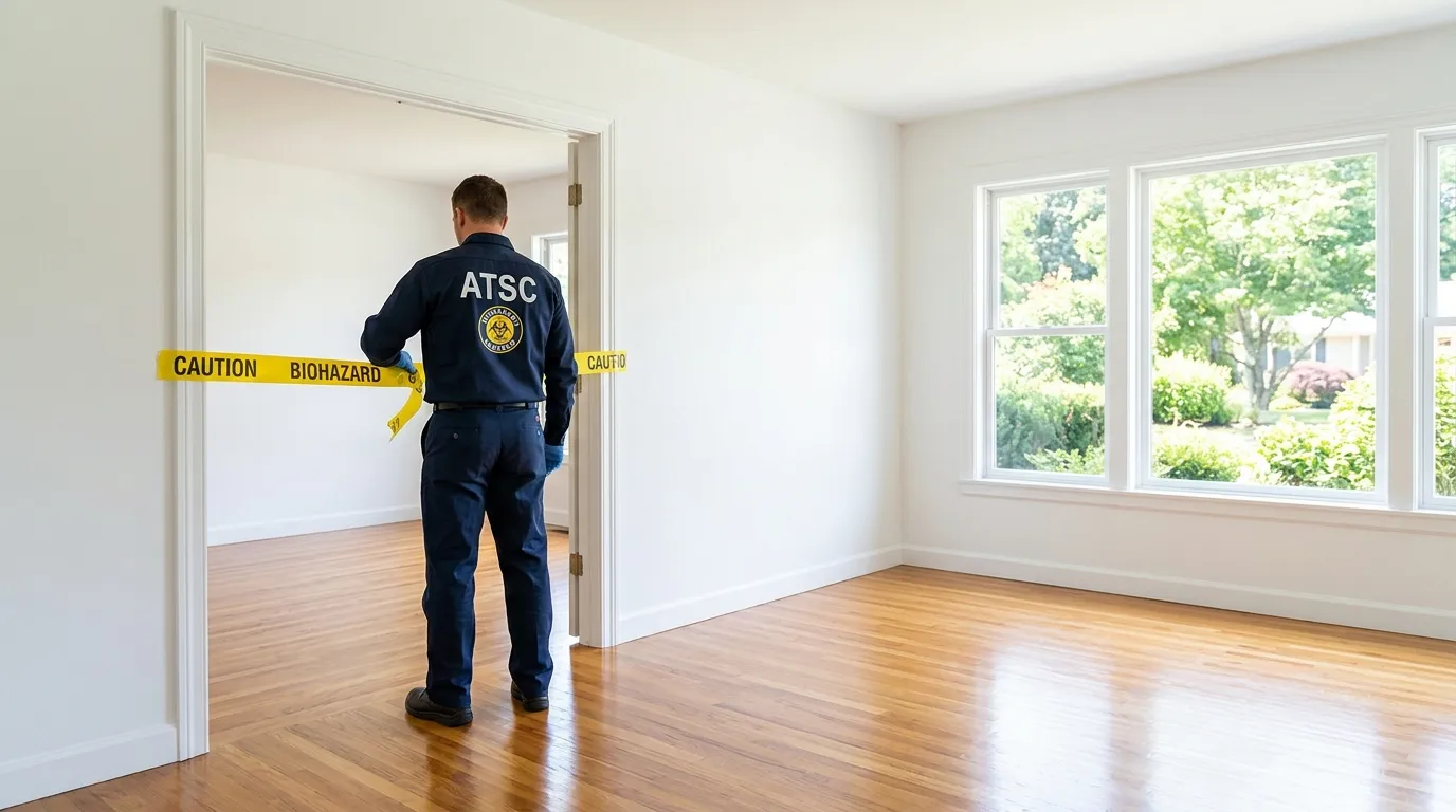 Certified biohazard cleanup crew performing Decomposition Cleanup in Charlestown